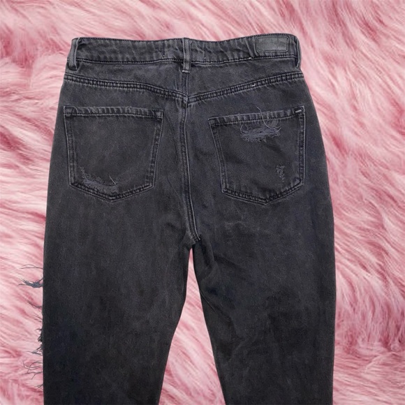 Garage Distressed Black High Waisted Denim Mom Jeans - Picture 6 of 10
